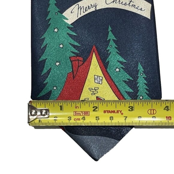 CARLO CHEGA Imported Silk Christmas Tie Blue Multi Men's‎ 3.75" Santa Parties - Picture 8 of 9